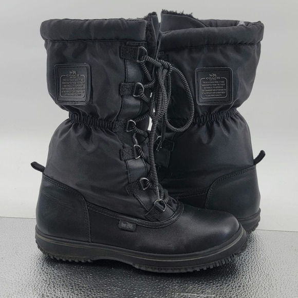 Coach Sage All Weather Leather Nylon Boots 6 Black 36 EUR - Picture 14 of 14
